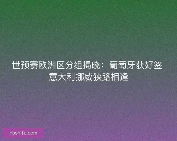 世预赛欧洲区分组揭晓：葡萄牙获好签 意大利挪威狭路相逢