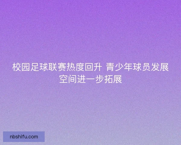 校园足球联赛热度回升 青少年球员发展空间进一步拓展