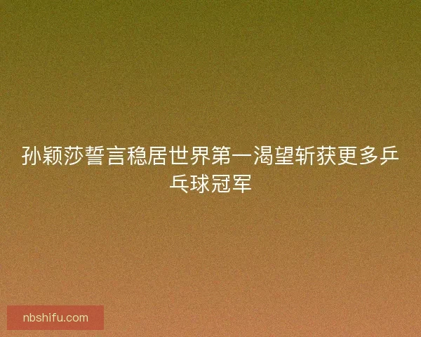 孙颖莎誓言稳居世界第一渴望斩获更多乒乓球冠军